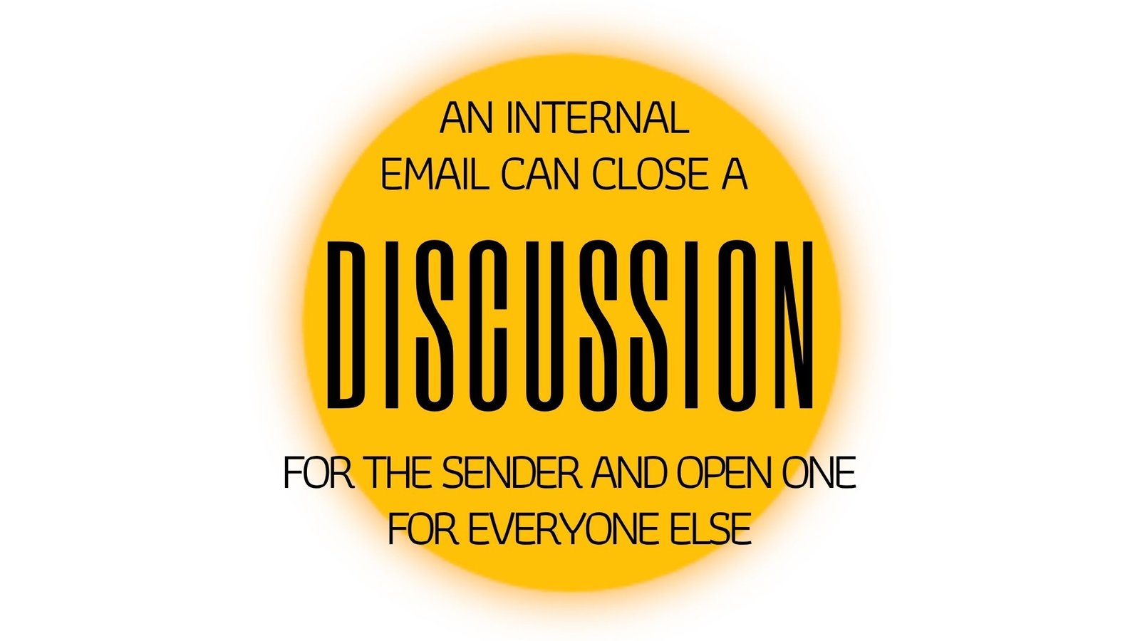AN INTERNAL EMAIL CAN CLOSE A DISCUSSION FOR THE SENDER AND OPEN ONE FOR EVERYONE ELSE
